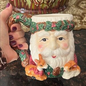 Woodland Intricate Details, Hand Painted Santa Oversized Capacity, Ceramic Mug